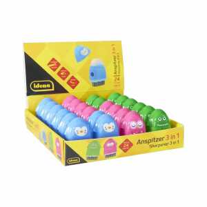 Idena Anspitzer 3in1 mit Radierer und Bürste 3fach sortiert