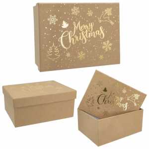 Geschenkbox Weihnachten Merry Christmas Kraftpapier braun 20x15x9cm