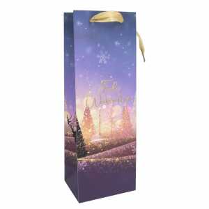 Idena Flaschentasche Weihnachten lila 12x9x36cm