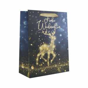 Idena Geschenktasche Weihnachten schwarz/gold 18x8x23cm