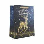 Idena Geschenktasche Weihnachten schwarz/gold 18x8x23cm