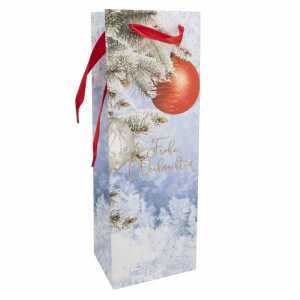 Idena Flaschentasche Weiße Weihnachten mehrfarbig 12x9x36cm