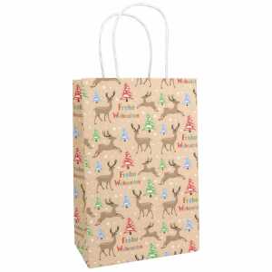 Idena Geschenktasche Frohe Weihnachten mehrfarbig 18x10x27cm