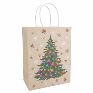 Idena Geschenktasche Weihnachten Tannenbaum mehrfarbig 21x11x27cm