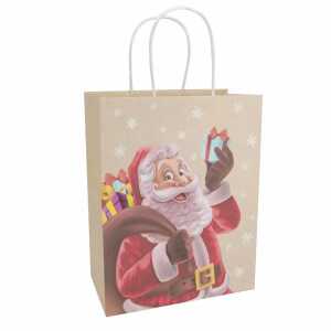 Idena Geschenktasche Weihnachten Santa mehrfarbig 21x11x27cm