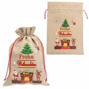 Idena Weihnachtsgeschenksack Tannenbaum Kamin 15x22cm