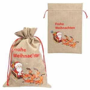 Idena Weihnachtsgeschenksack Weihnachtsmann Schlitten 30x40cm