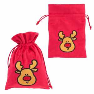 Idena Weihnachtssäckchen Elch rot 13x18cm