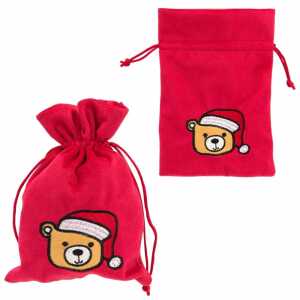 Idena Weihnachtssäckchen Teddy rot 13x18cm