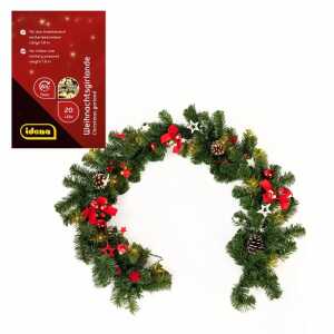 Idena Weihnachtsgirlande mit LED batteriebetrieben 6h Timer 180cm