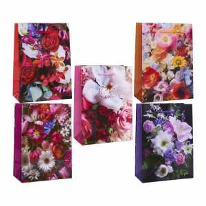 Idena Geschenktasche classic Blumen glänzend 11,5x16x6cm sortiert