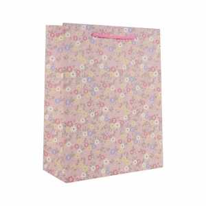 Idena Geschenktasche Blumen Kraftpapier 140g/m² pink 18x23x8cm