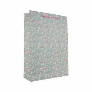 Idena Geschenktasche Blumen Kraftpapier 140g/m² grün 18x23x8cm