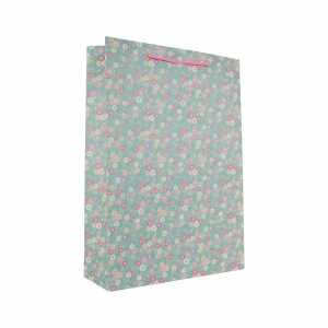 Idena Geschenktasche Blumen Kraftpapier 140g/m² grün 25x34,5x8,5cm