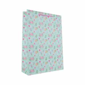 Idena Geschenktasche Blumen Kraftpapier 140g/m² blau 25x34,5x8,5cm