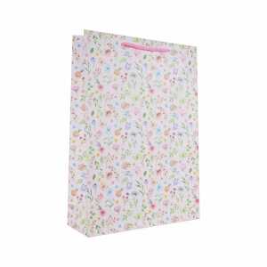 Idena Geschenktasche Blumen Kraftpapier 140g/m² rosa 25x34,5x8,5cm