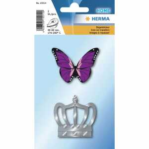 HERMA Bügelbilder Schmetterling und Krone 2 Stück