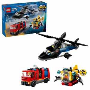 LEGO CITY Fahrzeuge Kombinationsset m Hubschrauber Löschauto u U-Boot