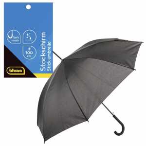 Idena Stockschirm schwarz Ø100cm Soft-Touch-Designgriff