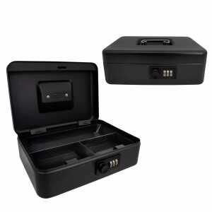 Idena Geldkassette aus Metall mit Zahlenschloss schwarz 25x18x9cm