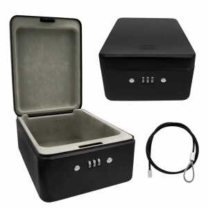 Idena Sicherheitsbox aus Metall mit Zahlenschloss schwarz 20x15x6cm