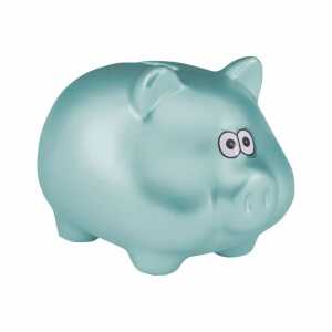 Idena Spardose Schwein blau metallic 7x7x8cm