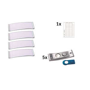 Namensschild, 68 x 22 mm, Magnethalterung matt edelstahl Rand, 5 Stück