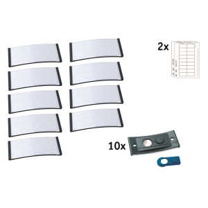 Namensschild, 70 x 30 mm, Magnethalterung, anthrazit Rand, 10 Stück