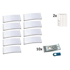 Namensschild, 30 x 70 mm Magnethalterung matt edelstahl Rand, 10 Stück