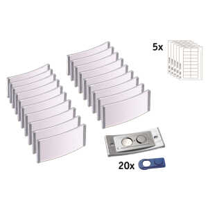 Namensschild, 30 x 70 mm Magnethalterung matt edelstahl Rand, 20 Stück