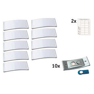 Namensschild, 34 x 80 mm Magnethalterung matt edelstahl Rand, 10 Stück