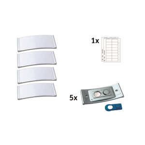 Namensschild, 34 x 80 mm, Magnethalterung matt edelstahl Rand, 5 Stück