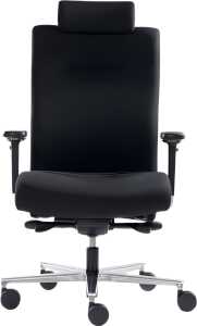 Bürodrehstuhl Sumo, mit Kopfstütze, mit Armlehne, Stoffbezug schwarz