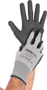 Schnittschutzhandschuhe Strick/PU, grau-schwarz, Gr. 10/XL, 10 Paar