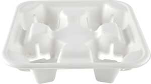 Bio Becherhalter Quattro, Zuckerrohr für 4 Coffee-to-go-Becher, 50 Stk