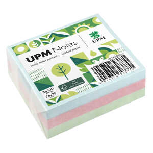 Haftnotiz, 75 x 75 mm, Pastell Mix 100 Blatt/Block, 3 Blöcke,