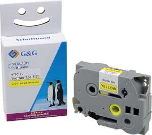 Premium Schriftband zu Brother Tze-641, schwarz auf gelb, 18 mm x 8 m,