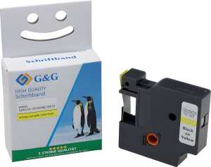 Premium Schriftband komp.zu 45018/SO720580, schwarz auf gelb 12mm x 7m