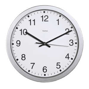 Wanduhr Mallorca, Ø 30 cm, Quarzuhr mit analoger Zeitanzeige, silber