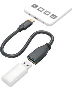 USB-Adapterkabel, USB-C-Stecker - USB-A-Buchse, 15 cm, schwarz