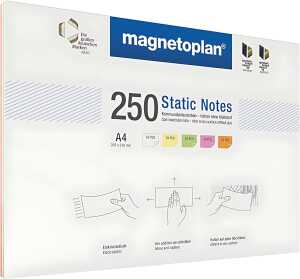 Notes Static, DIN A4, 250 Stück, weiß, gelb, grün rosa, orange