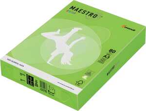 Kopierpapier Maestro Color DIN A3, 80 g/qm, mittelgrün, 500 Blatt