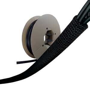 Selbstschließender Kabelschlauch , 25 m D 1 cm bis 1,3 cm, schwarz