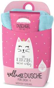 Geschenkset Duschgel 200ml+Handtuch Motiv Katze