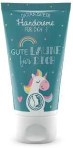 Handcreme 30ml, Sheabutter, Lemon-Papaya Duft, Motiv Einhorn