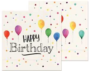 Serviette 20er, 330 mm x 330 mm, dreilagig, Motiv Happy Birthday