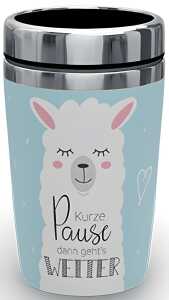 Thermobecher to go 240ml, Doppelwand-Edelstahleinsatz Motiv Lama