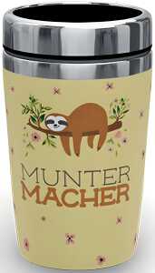 Thermobecher to go 240ml, Doppelwand-Edelstahleinsatz Motiv Faultier
