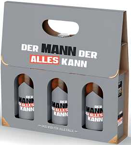 Im Geschenkkarton, 3 x Bier 0,33l, Lagerbier, Motiv Mann kann