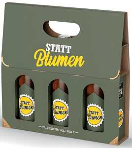 Im Geschenkkarton, 3 x Bier 0,33l, Lagerbier, Motiv Statt Blumen